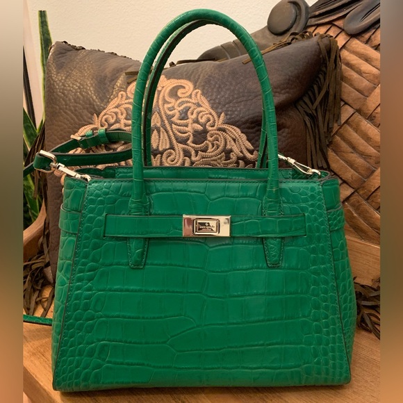 NWOT Kate Spade Lucia Croc Embossed Medium Satchel - Picture 2 of 9